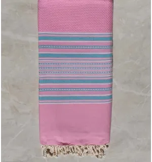 Jeté arabesque rose clair avec rayures