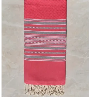 Jeté arabesque rose fraise et gris