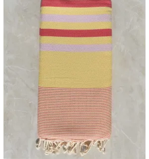 Jeté chevron jaune, rose foncé et rose bébé