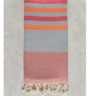 Jeté chevron gris, rose et orange
