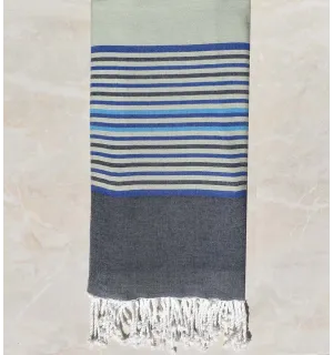 Jeté vert clair, bleu, bleu azur et ardoise