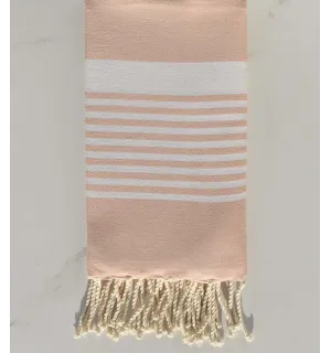 Fouta arthur rose bisque rayée blanc 