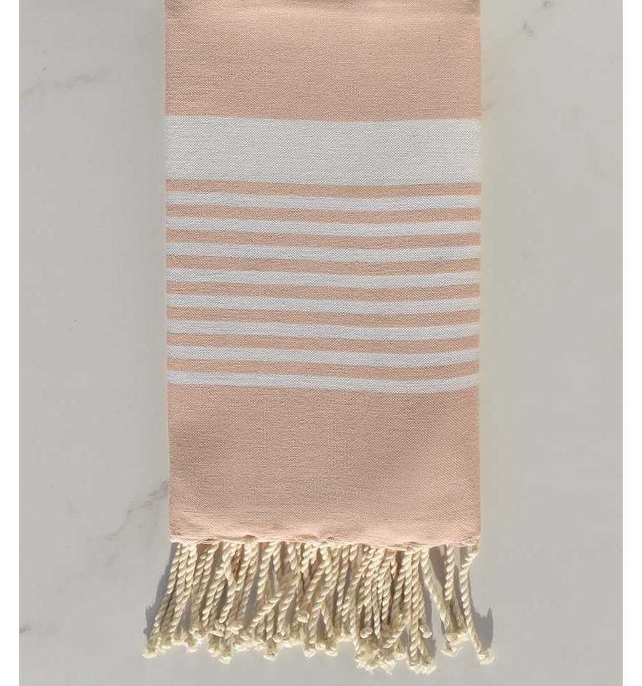 Fouta arthur rose bisque rayée blanc