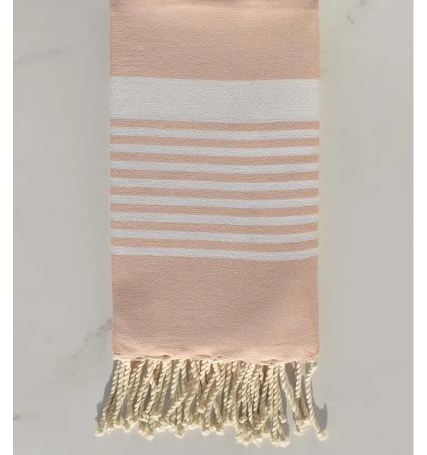 Fouta arthur rose bisque rayée blanc 