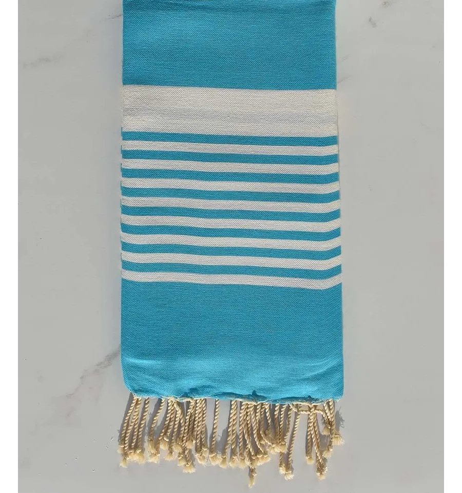 Fouta arthur bleu azur avec rayures 