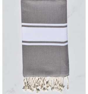 Fouta Plate taupe avec rayures 