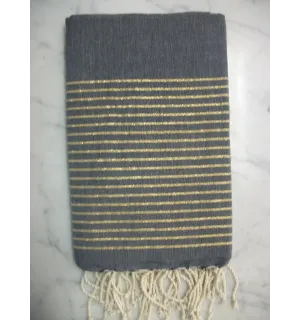 Fouta Lurex plate bleuet doré 