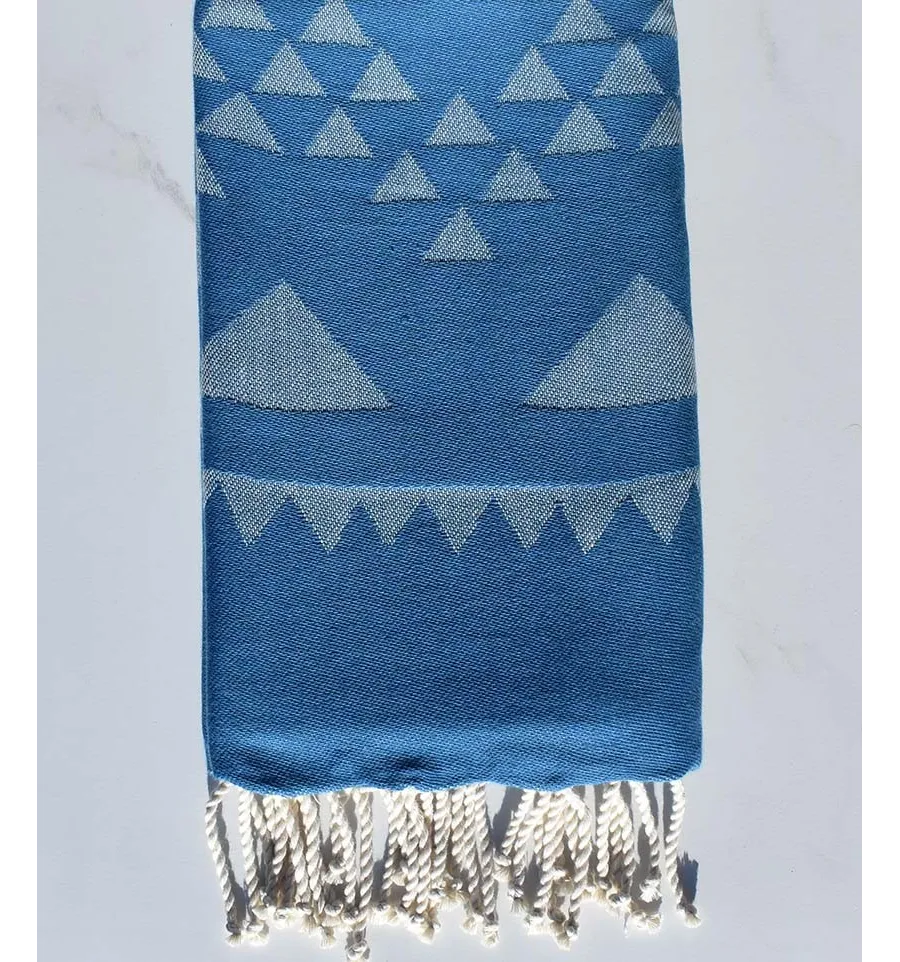Fouta bohémian bleu canard 