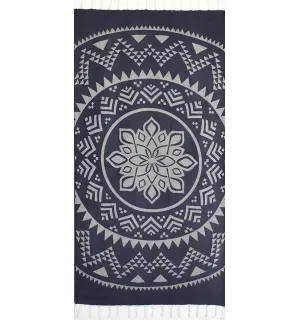 Fouta bohémian bleu de minuit 2