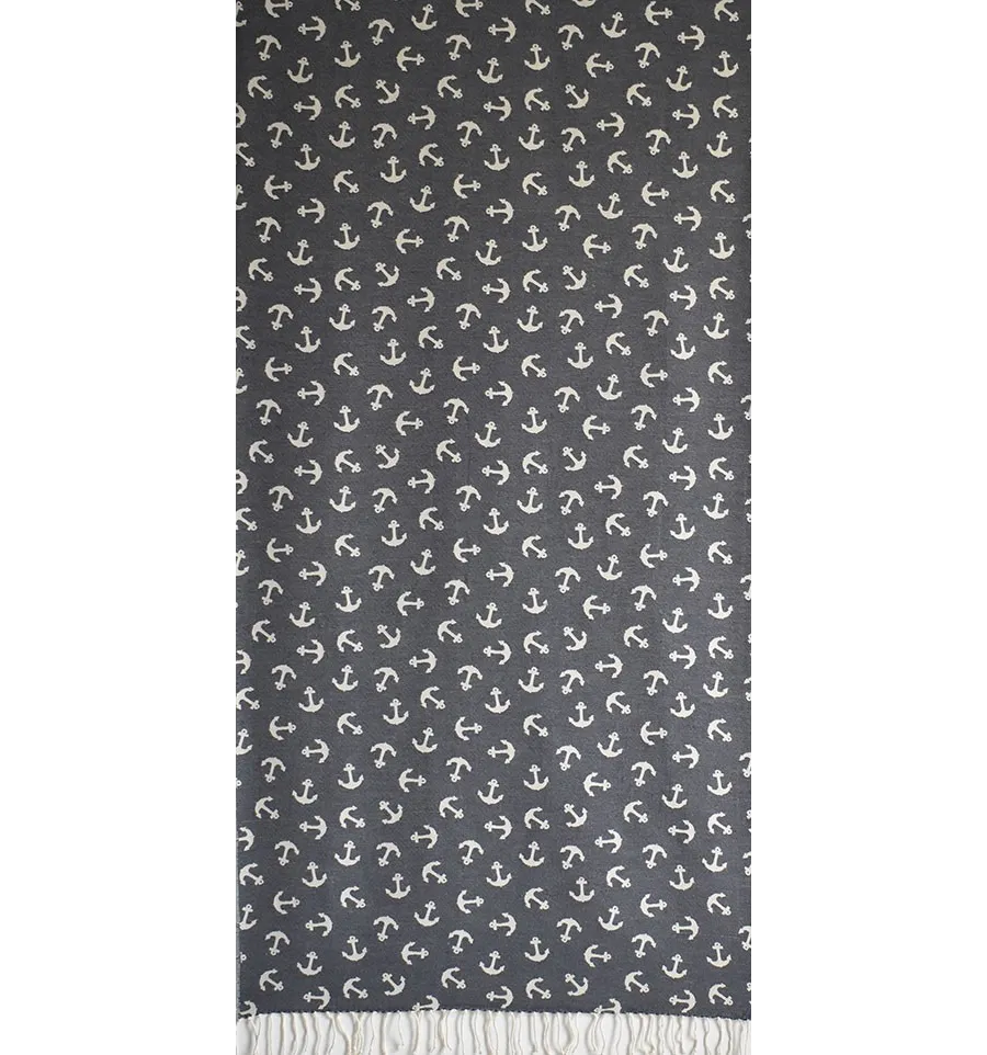 Fouta jacquard Ancre bleu nuit