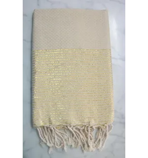 FOUTA Lurex NID D'ABEILLE Sable 