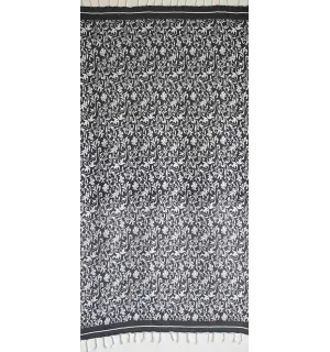 Fouta fleur gris noir et blanc 2
