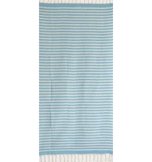 Fouta zigzag bleu azur et blanc crème 2