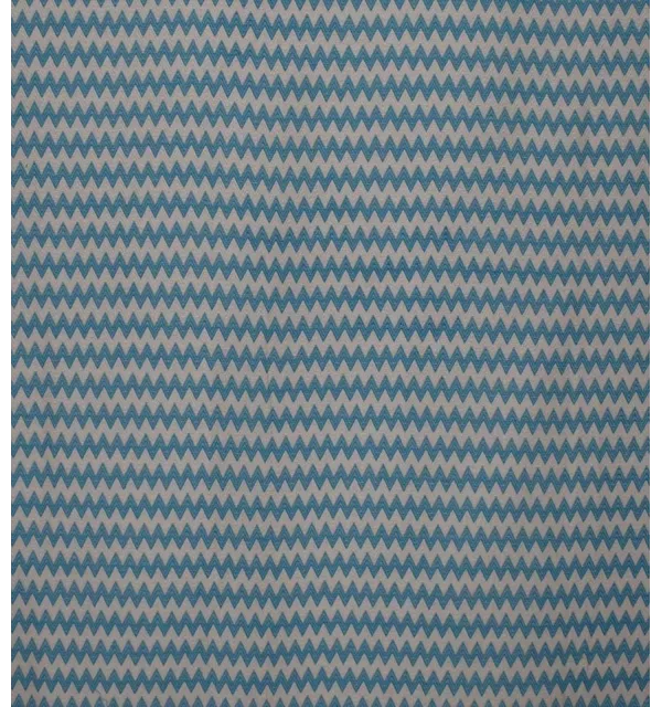 Fouta zigzag bleu azur et blanc crème 