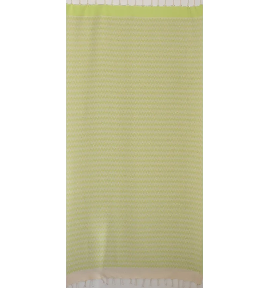 Fouta zigzag vert lime 