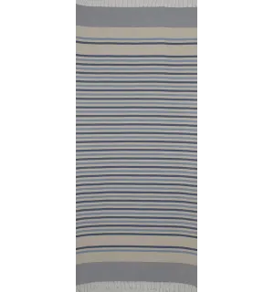 Fouta Chevron blanc crème, bleu ciel et bleu foncé 2
