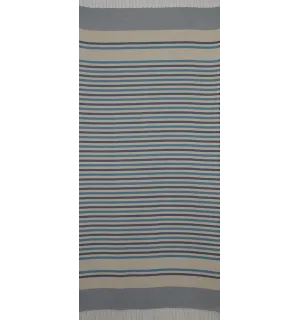 Fouta Chevron blanc crème, bleu azur et bleu foncé 2