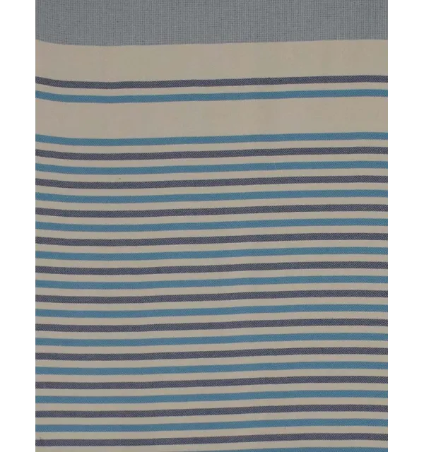 Fouta Chevron blanc crème, bleu azur et bleu foncé 