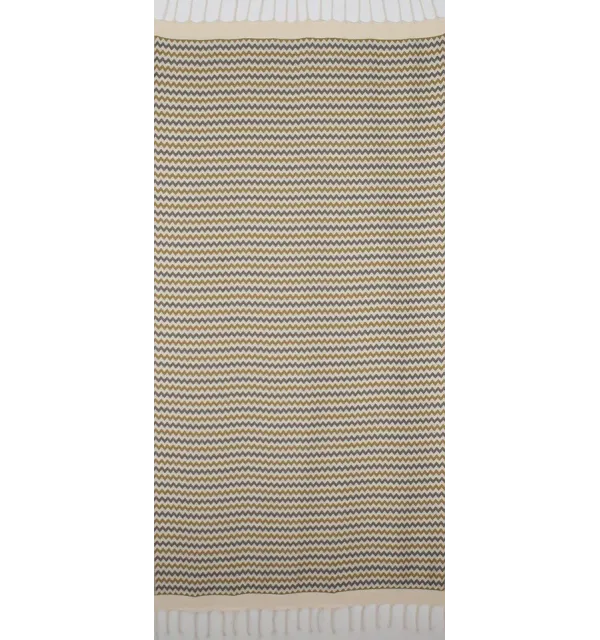 Fouta zigzag crème, jaune motard et gris 