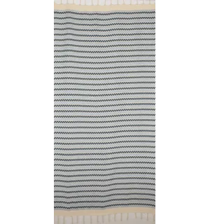 Fouta zigzag blanc, bleu cobalt et bleu maya 2