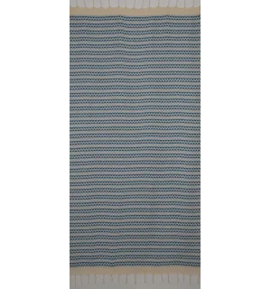 Fouta zigzag écru, bleu azur bleu maya 2