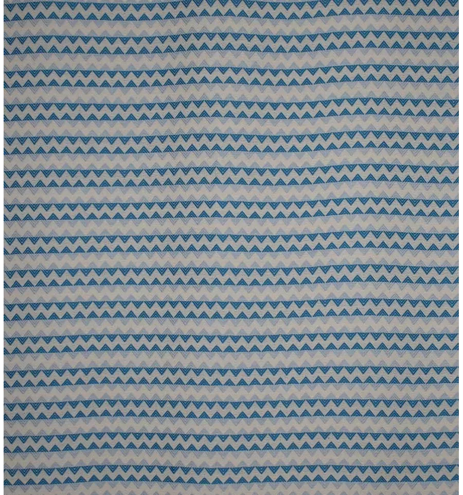Fouta zigzag écru, bleu azur bleu maya 