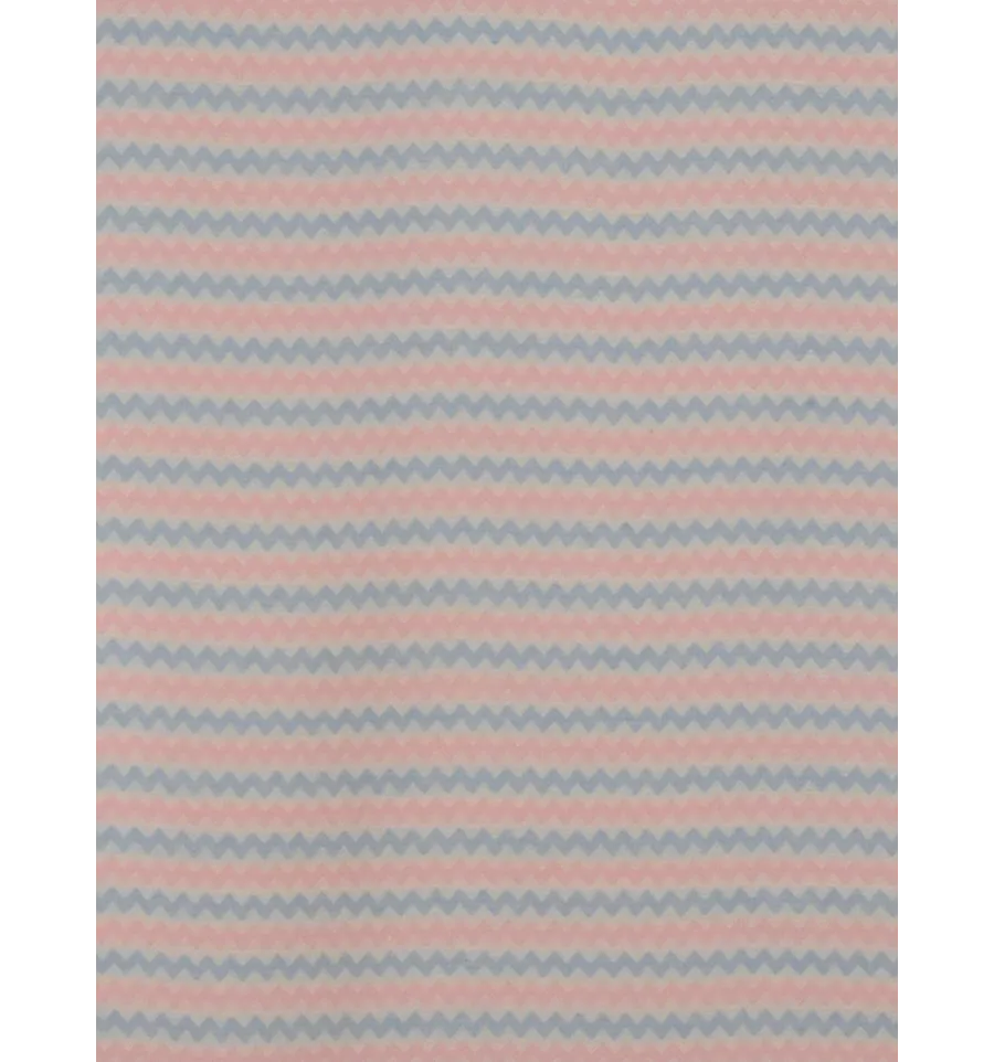Fouta zigzag écru, Rose clair et bleu ciel 