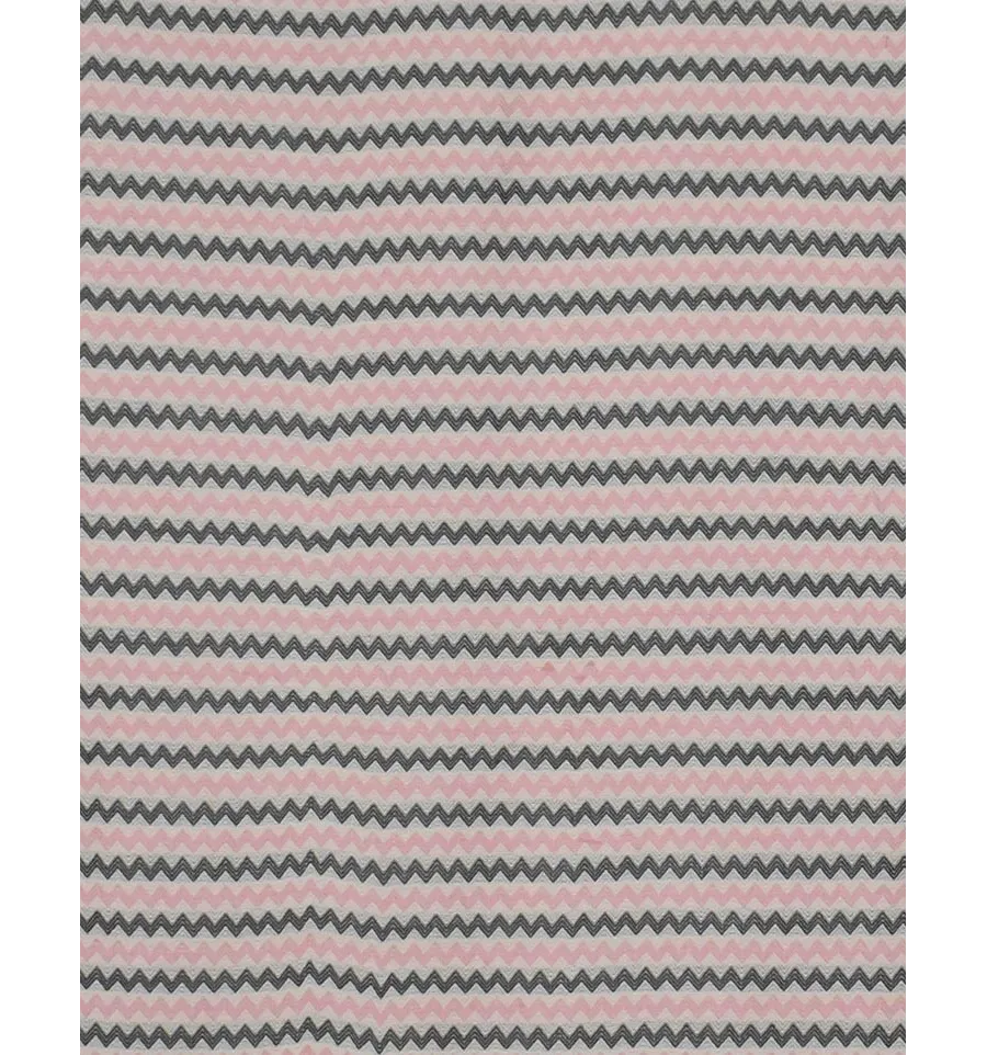 Fouta zigzag crème, Rose bébé clair et gris foncé 