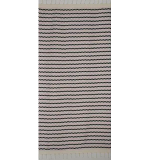 Fouta zigzag Blanc, Rose très clair et noir 2