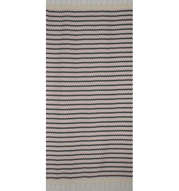 Fouta zigzag Blanc, Rose très clair et noir 