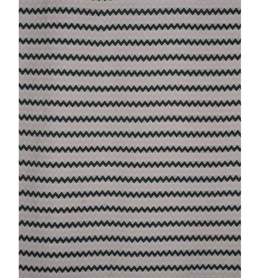 Fouta zigzag Blanc, Rose très clair et noir 
