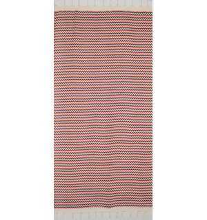 Fouta zigzag Blanc, rouge vif et noir Fouta Tunisia - 3 2