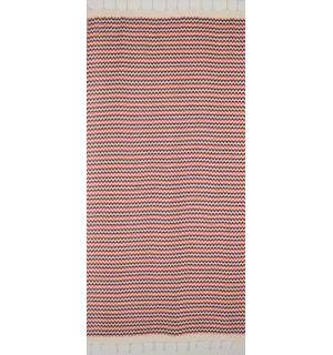 Fouta zigzag Blanc, rouge vif et noir Fouta Tunisia - 3 2