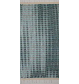 Fouta zigzag crème,bleu cobalt et Turquoise 2