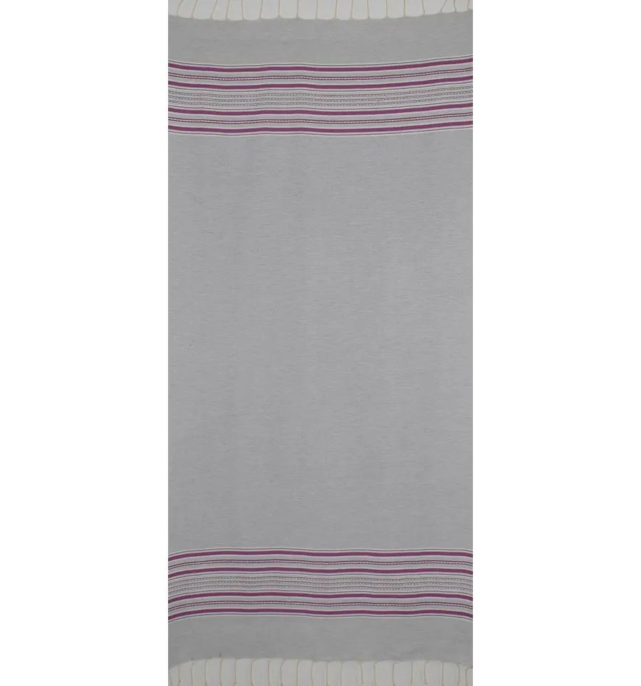 Fouta arabesque gris clair et mauve byzantin 