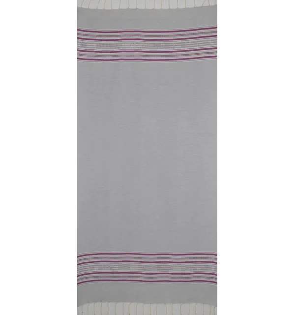 Fouta arabesque gris clair et mauve byzantin 
