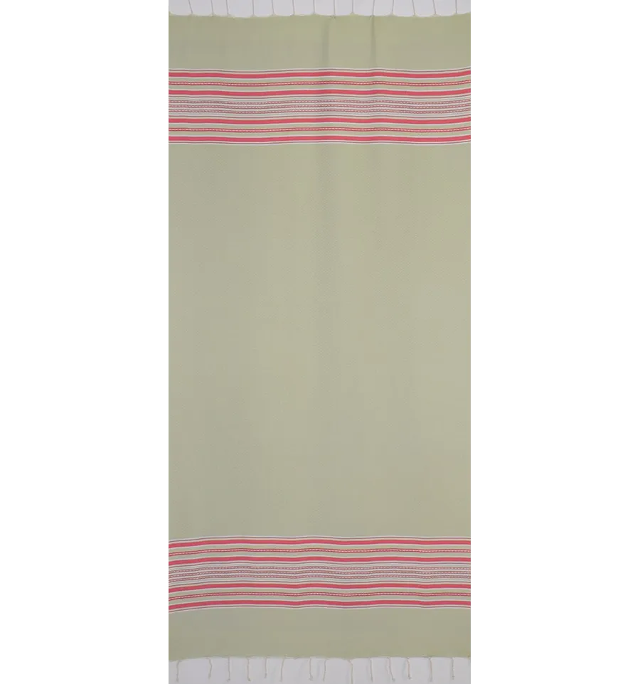 Fouta arabesque vert pistache avec rayures 