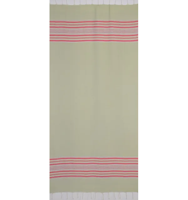 Fouta arabesque vert pistache avec rayures 
