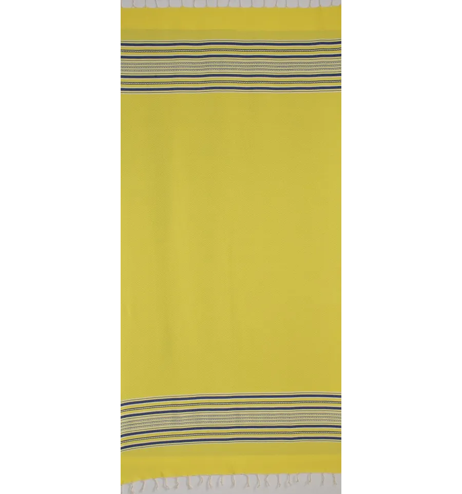Fouta arabesque jaune fluo et bleu 