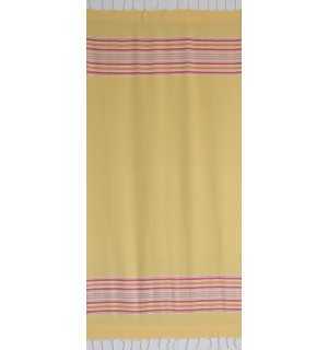 Fouta arabesque jaune avec rayures rose 2