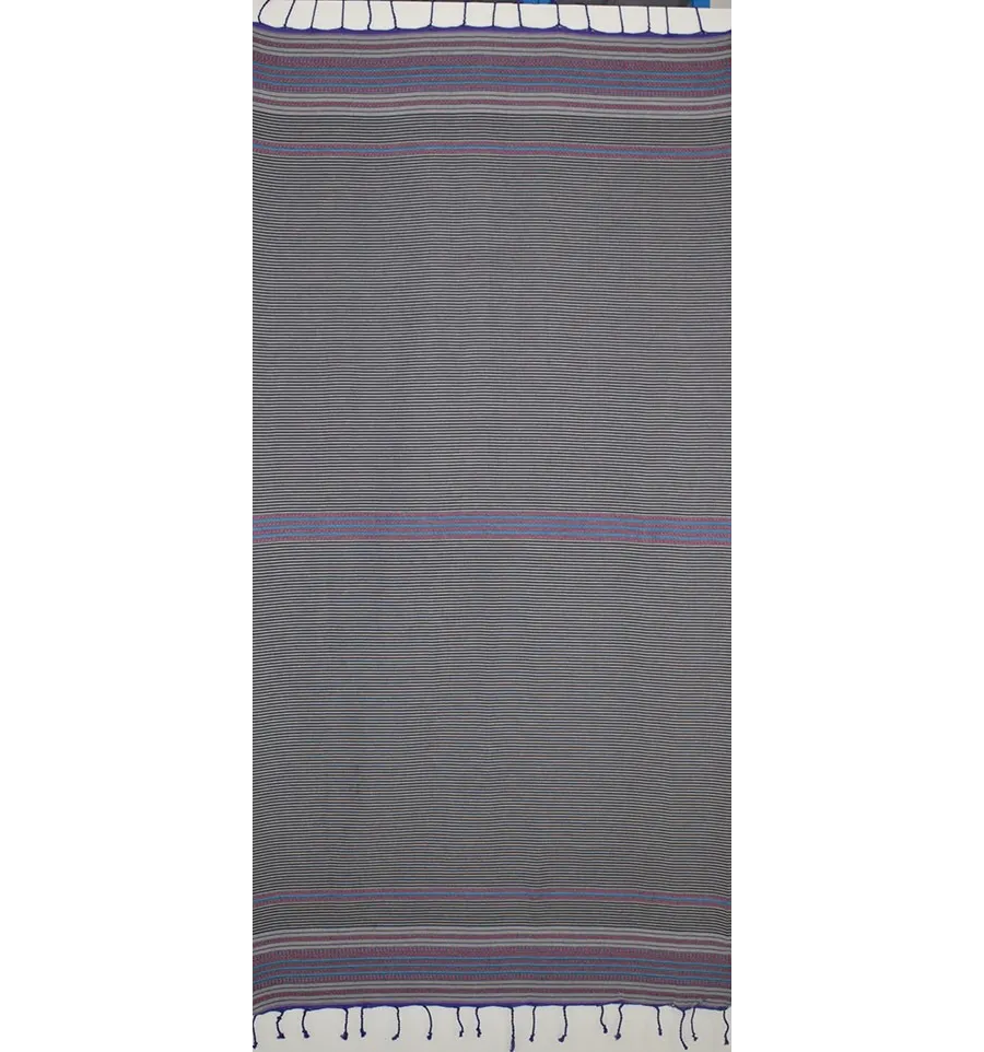 Fouta arabesque violet pale rayée gris anthracite 