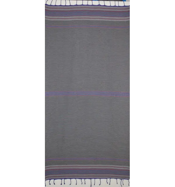 Fouta arabesque violet pale rayée gris anthracite 