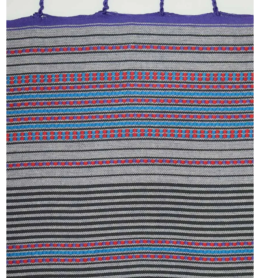 Fouta arabesque violet pale rayée gris anthracite 