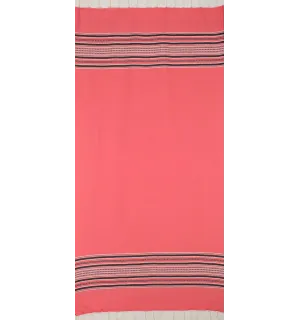 Fouta arabesque rose fraise avec rayures anthracite 2