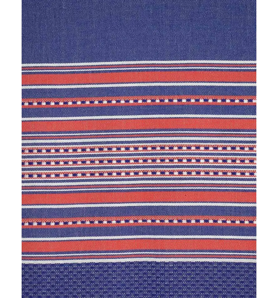Fouta arabesque bleu jean et rouge 