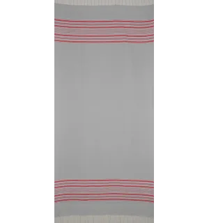 Fouta arabesque bleu fumée rayée rose 2