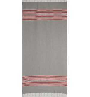 Fouta arabesque gris clair avec rayures rouge 2