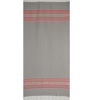 Fouta arabesque gris clair avec rayures rouge 2