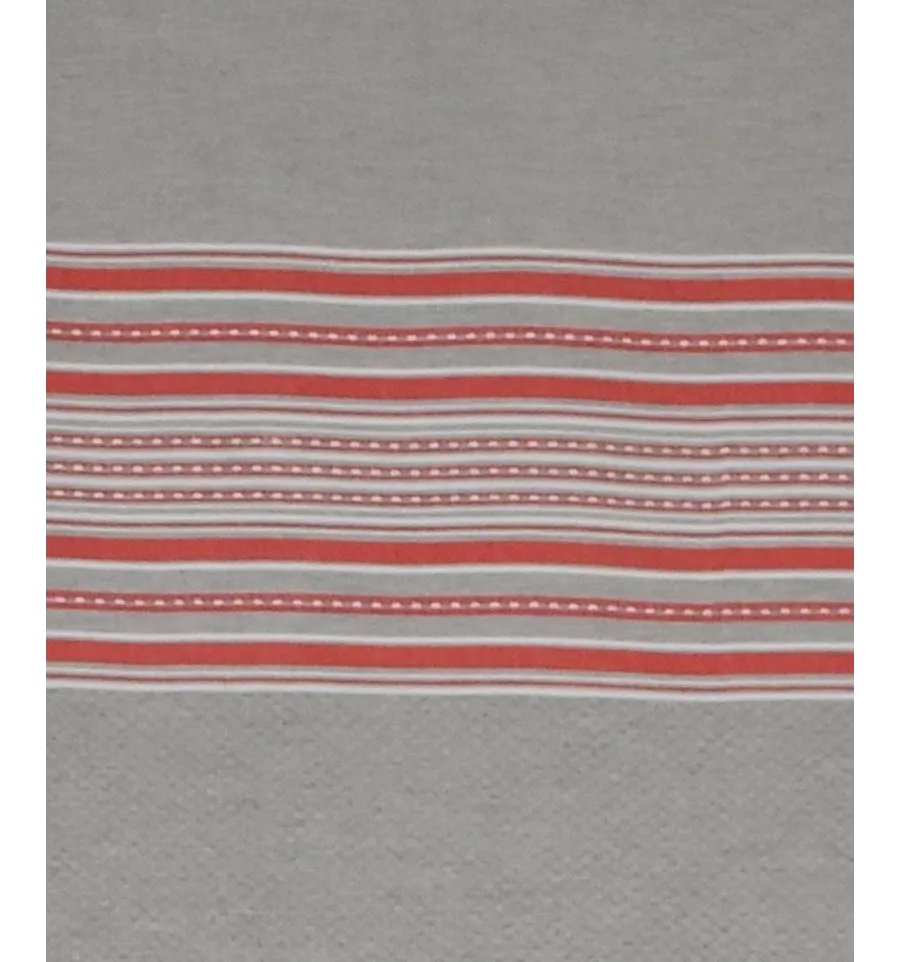 Fouta arabesque gris clair avec rayures rouge 
