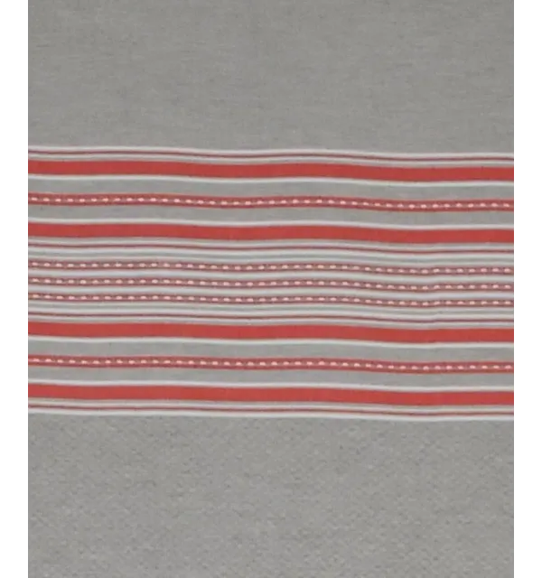 Fouta arabesque gris clair avec rayures rouge 